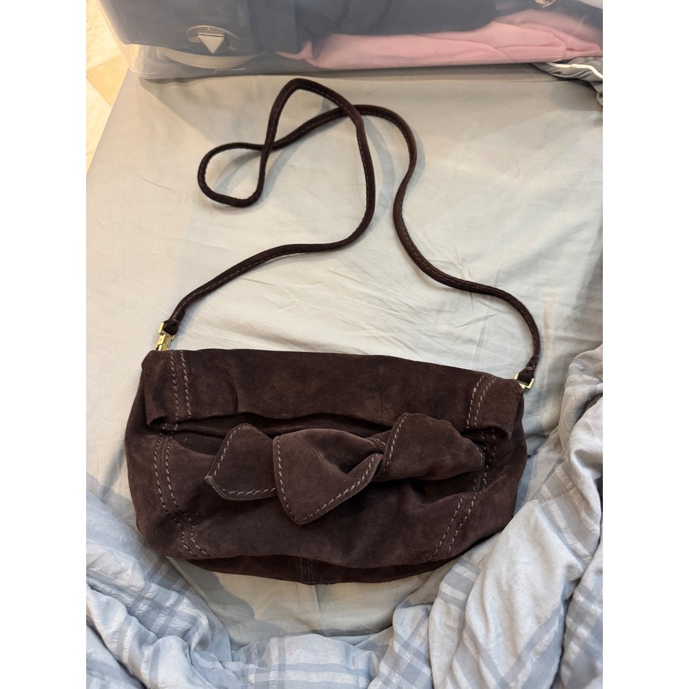 Kooba Toni Brown Suede Bow Crossbody Bag F10100S-33 NWT